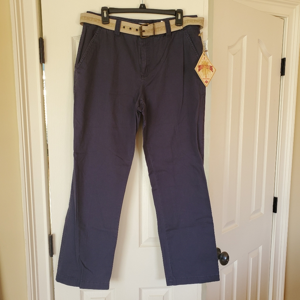 Caribbean Joe Navy Pants with Belt, NEW, Size 12